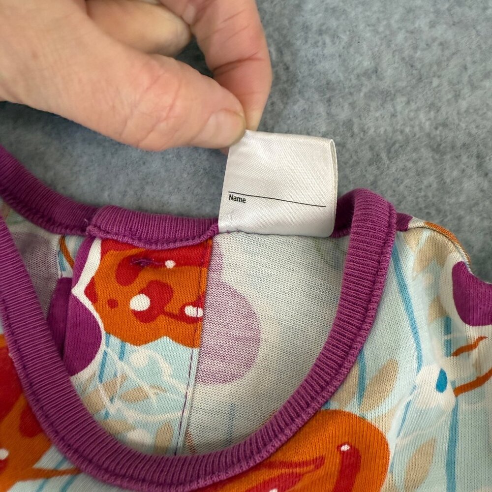 Hanna Andersson Girls Size 80 / US 2 Long Sleeve Dress Blue Purple Orange Floral - Picture 11 of 15